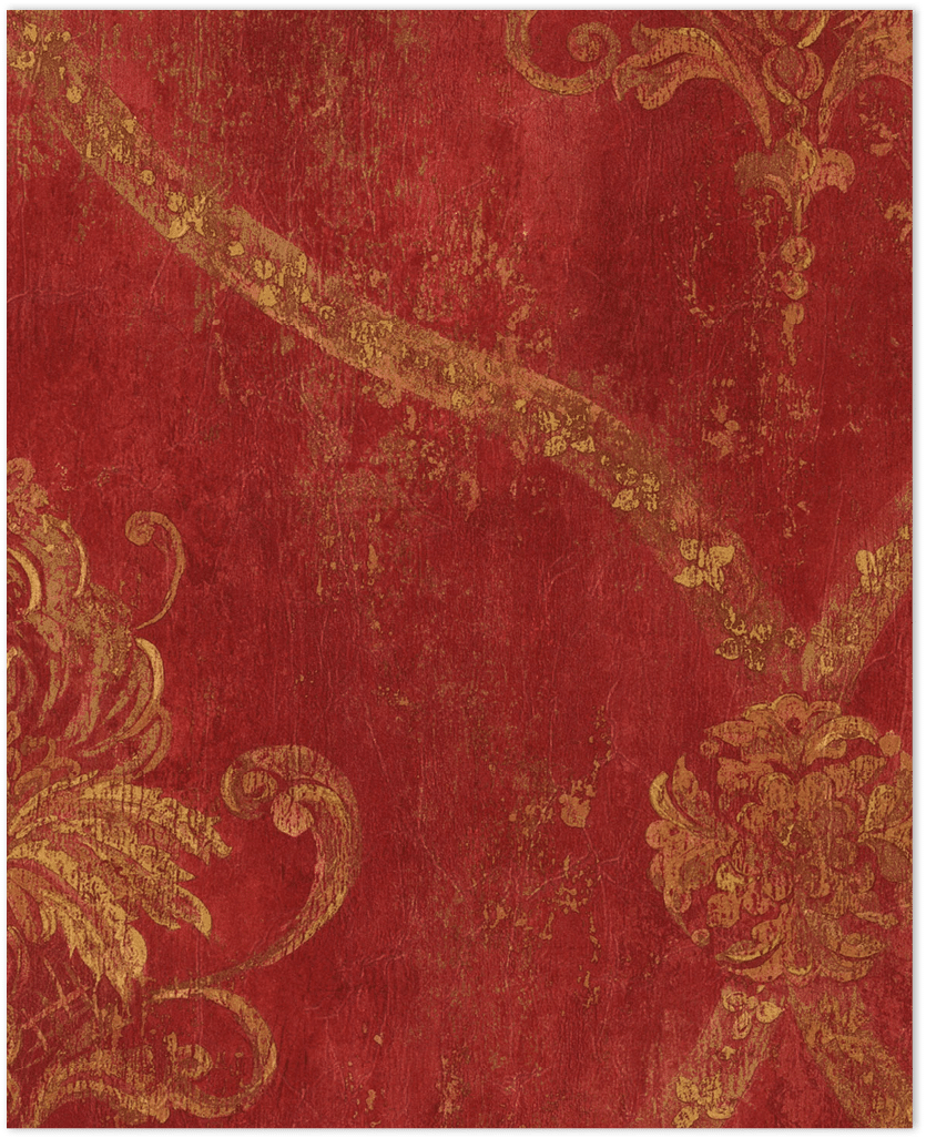 red and ochre damask wallpaper