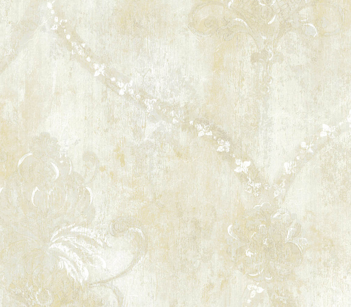 pearl white and beige damask wallpaper
