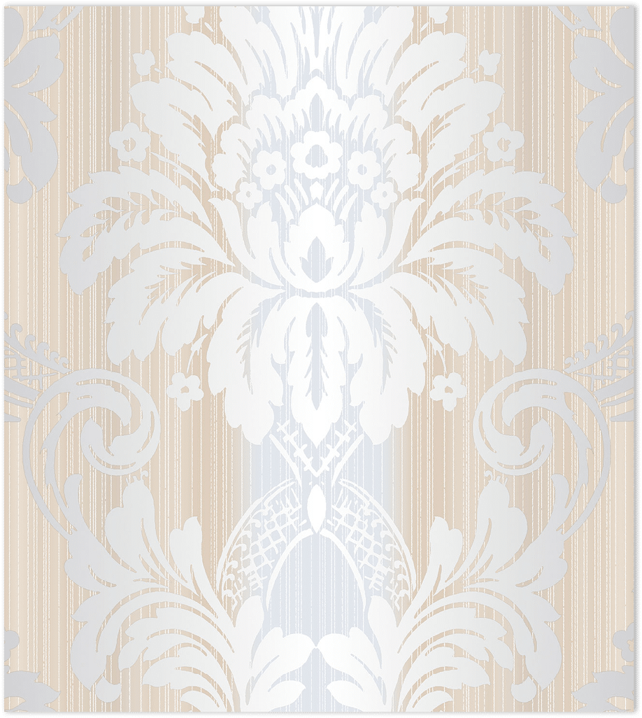 Grey, cream and silver light reflective damask wallpaper