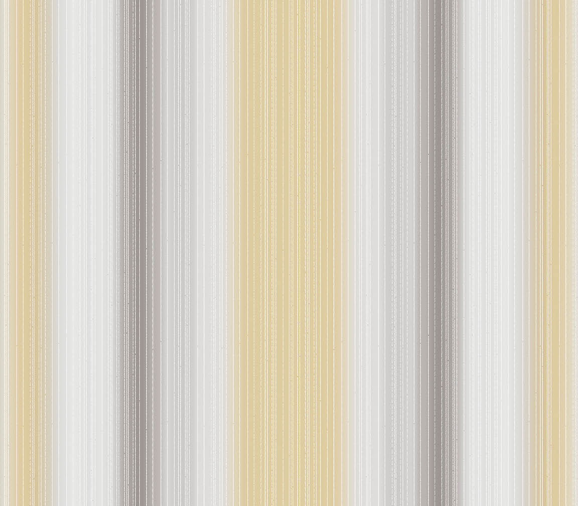 Grey and ochre light reflective stripe wallpaper