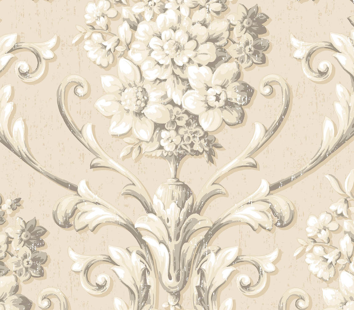 grey light reflective damask wallpaper