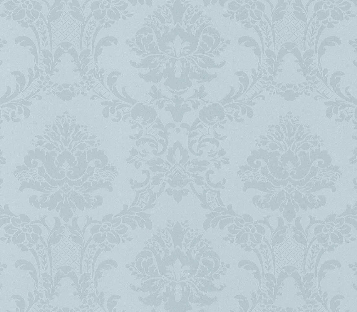 Blue pearl light reflective damask wallpaper