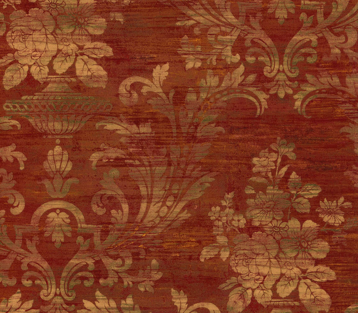 Red and gold damask wallpaper