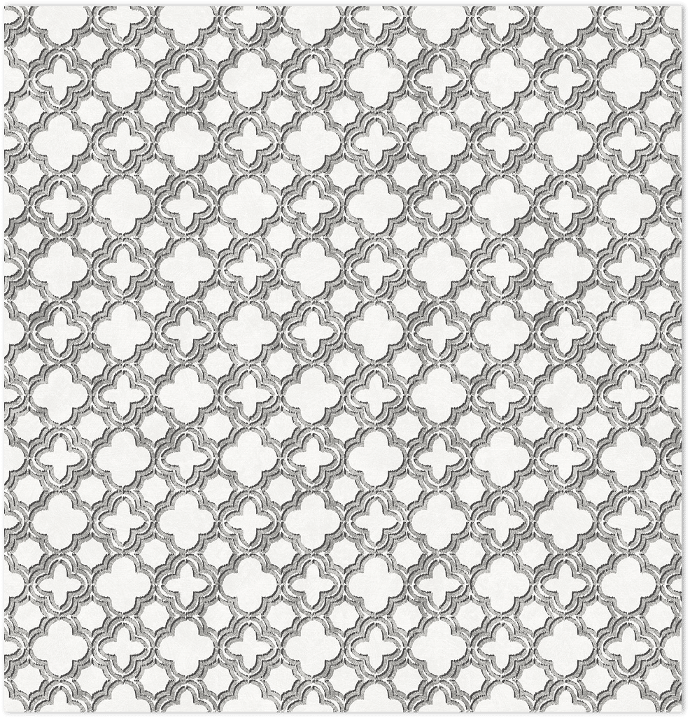 Black, grey and silver light reflective quatrefoil wallpaper