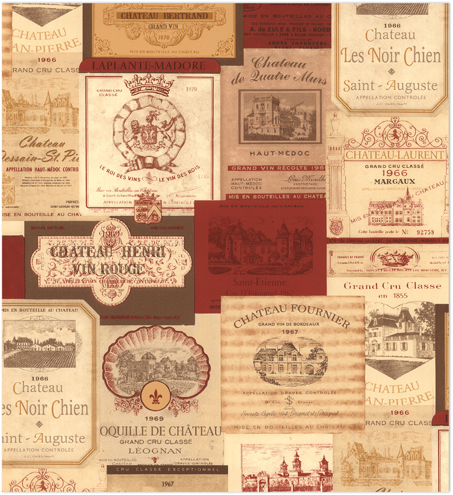 red beige and ochre wine label wallpaper