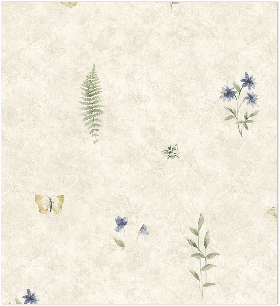 floral allover in multi colours on taupe texture wallpaper