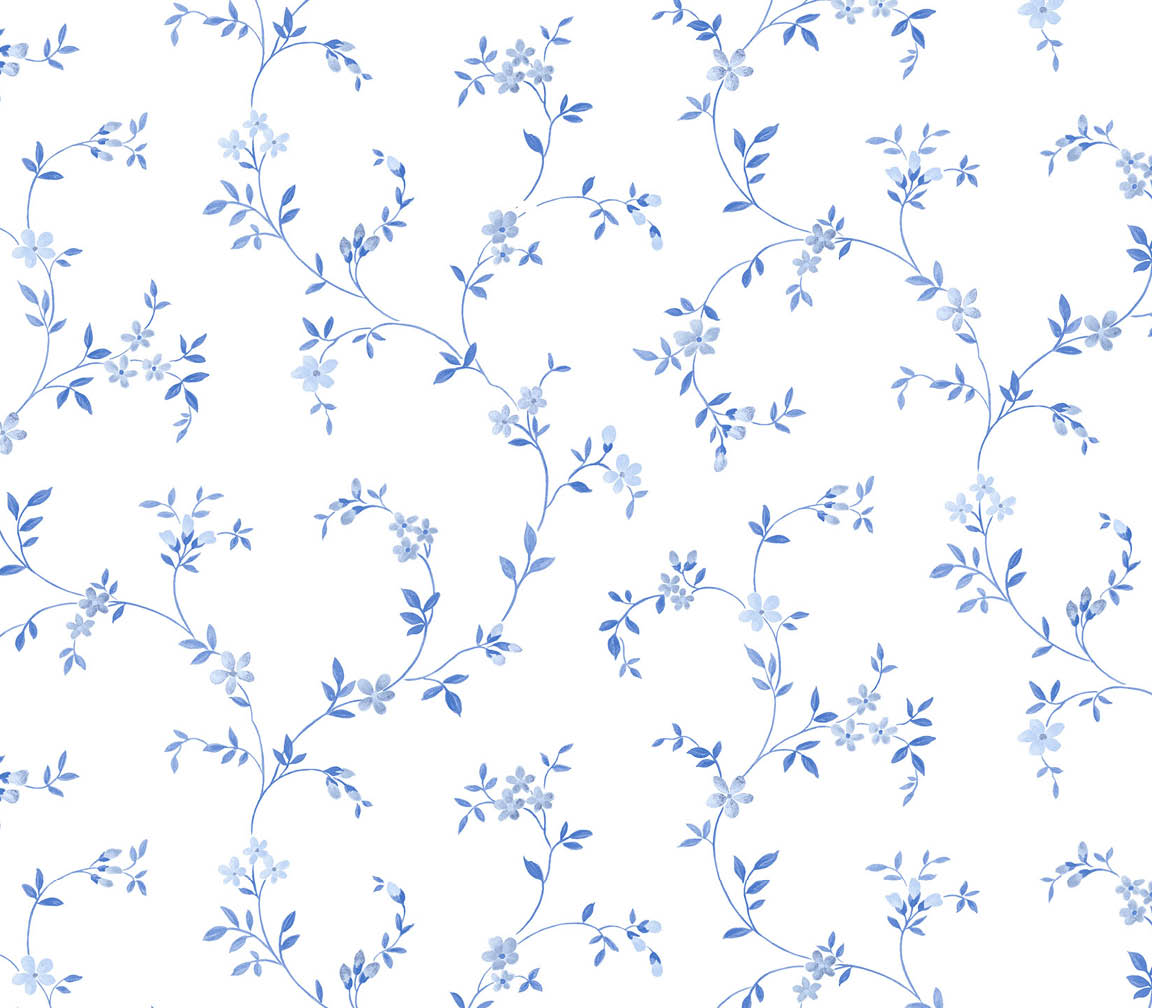Blue floral trail wallpaper