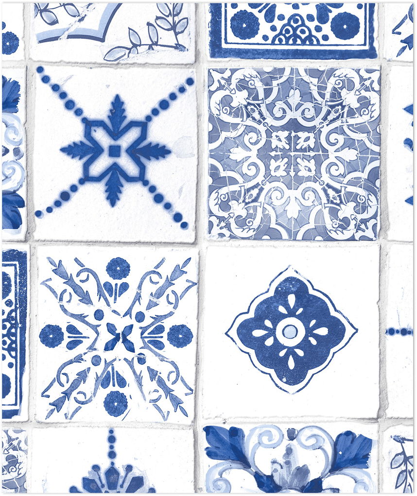 blue Morrocan tile wallpaper
