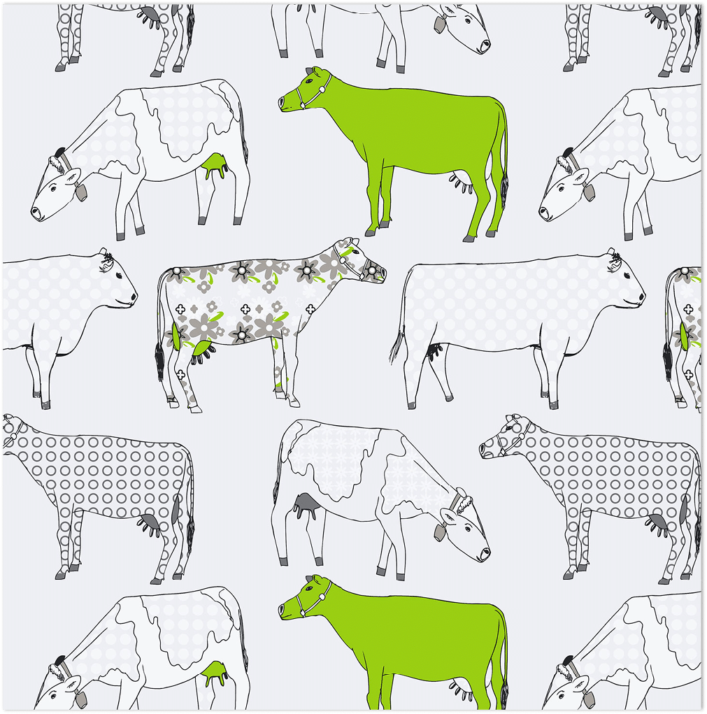 cows in green and black on white background wallpaper