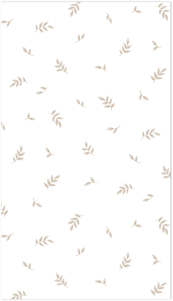 beige on white little leaves wallpaper