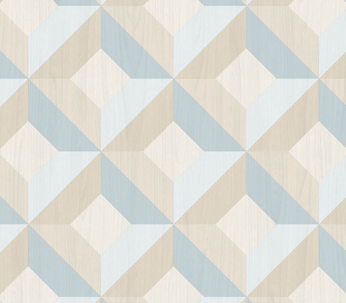beige and blue dimensional diamonds wallpaper