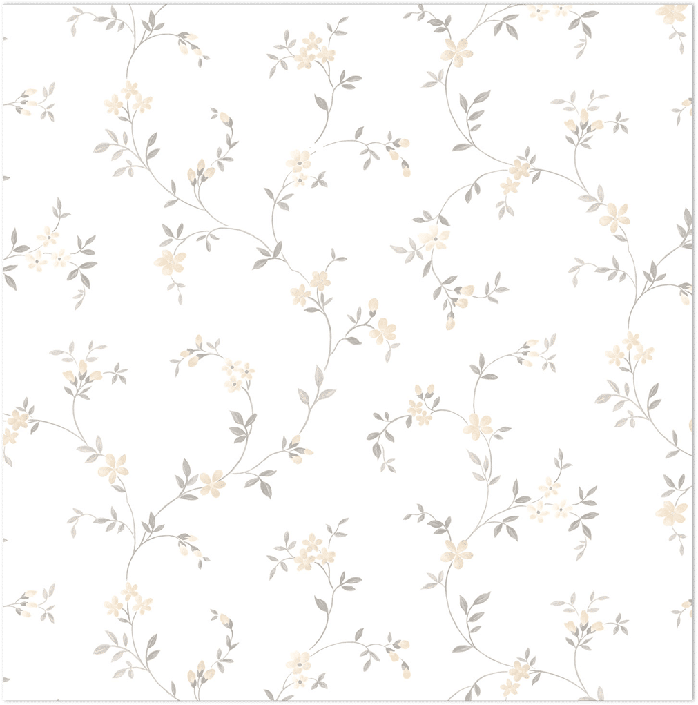beige and grey floral trail wallpaper