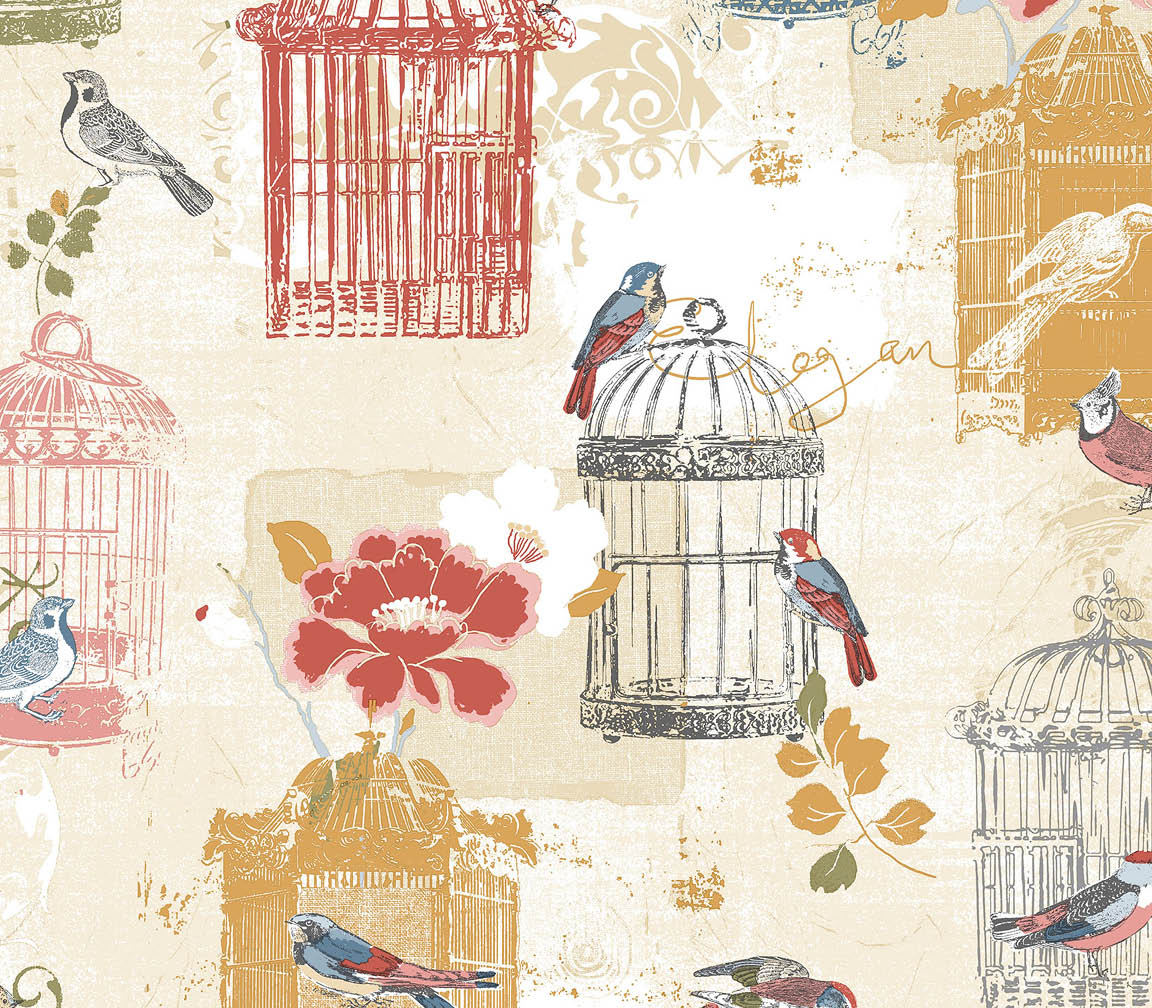 multi coloured birdcage wallpaper