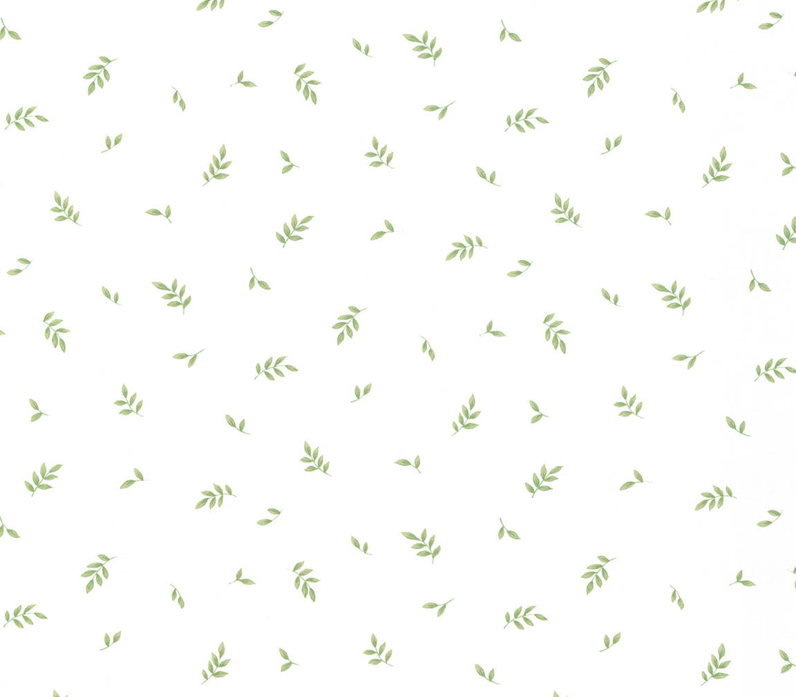 green on white little leaves wallpaper