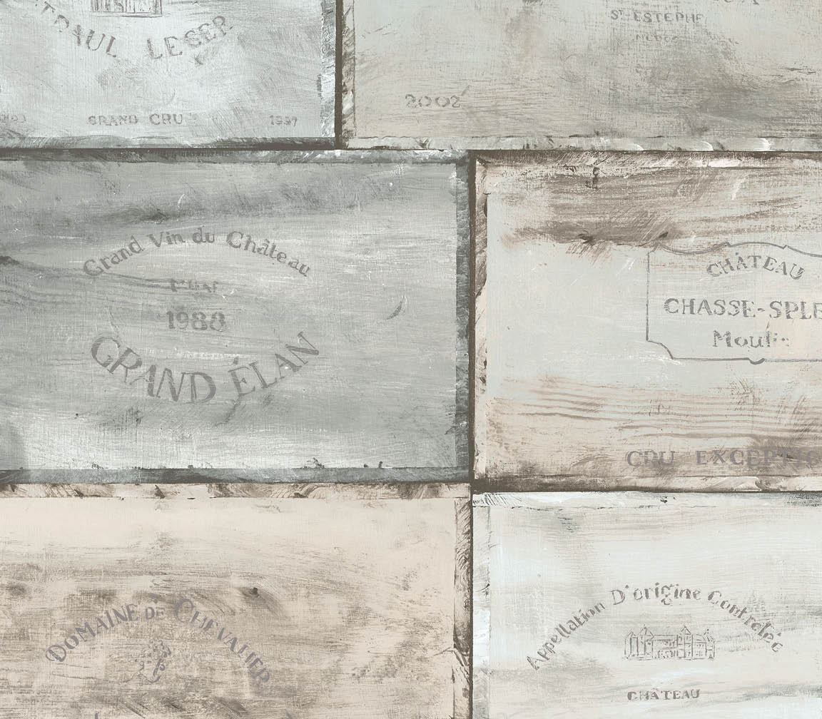 teal and beige wine crates wallpaper
