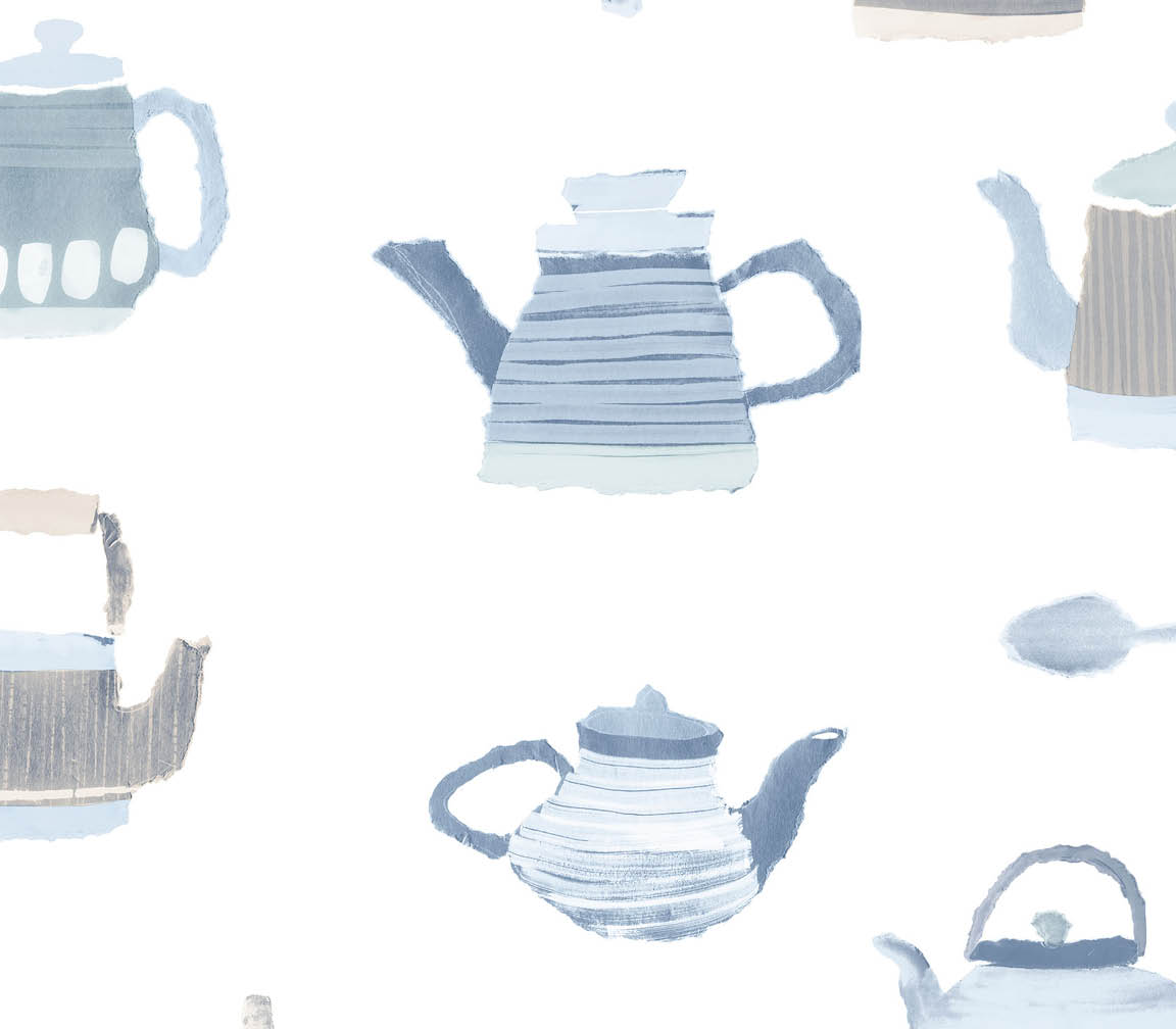beige and blue tea pot wallpaper