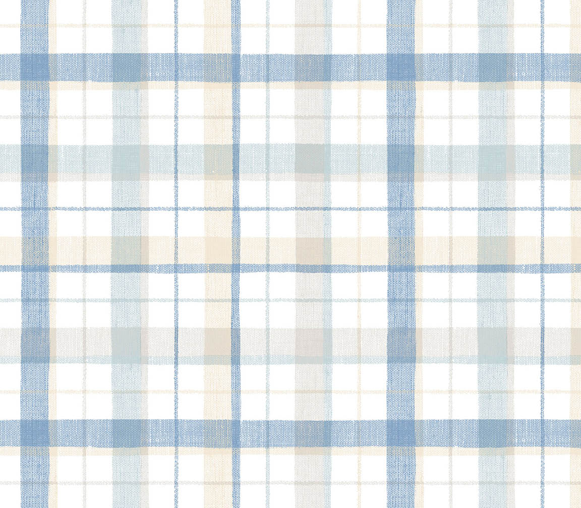 beige and blue plaid wallpaper