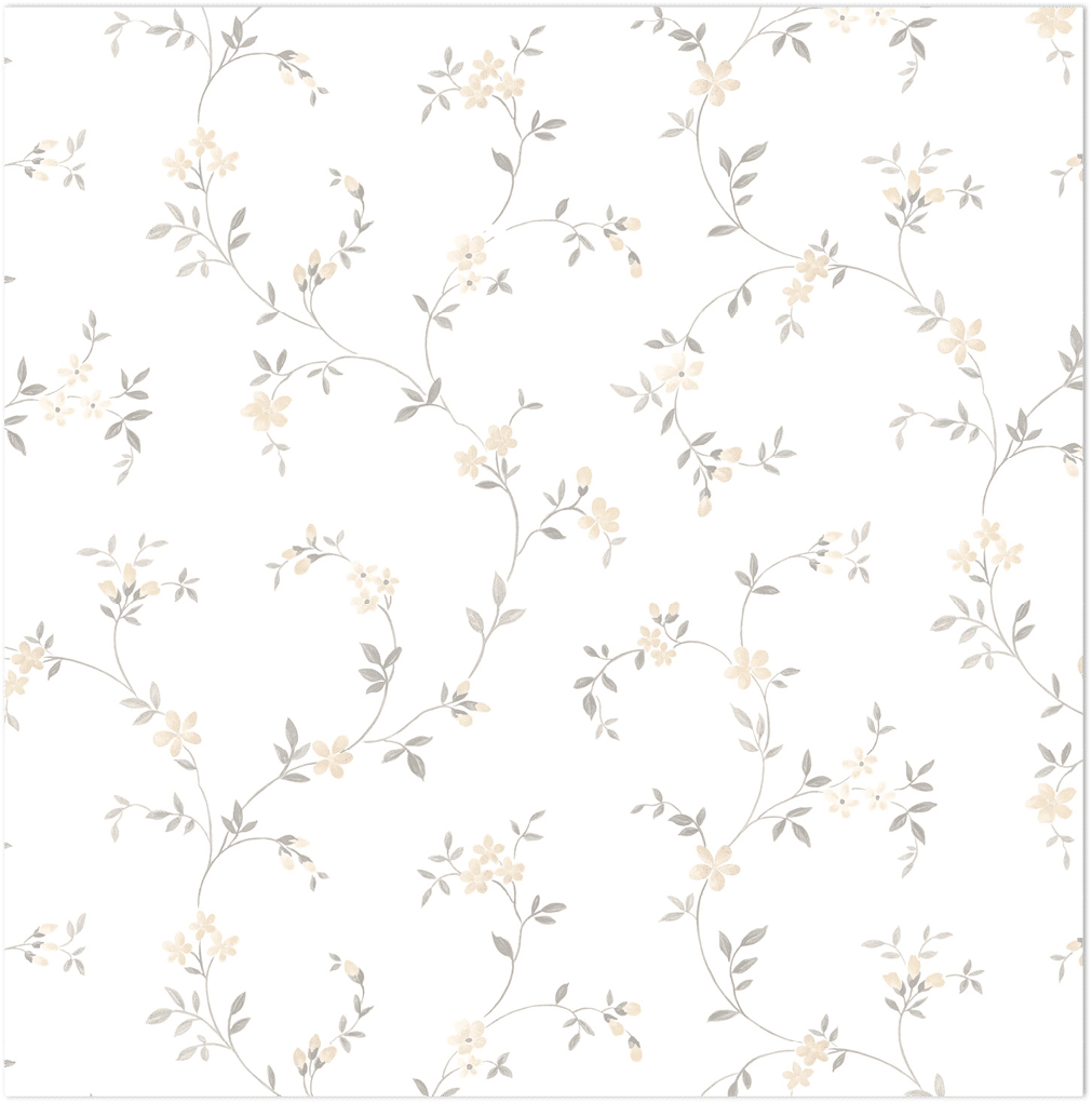 beige and grey floral trail wallpaper