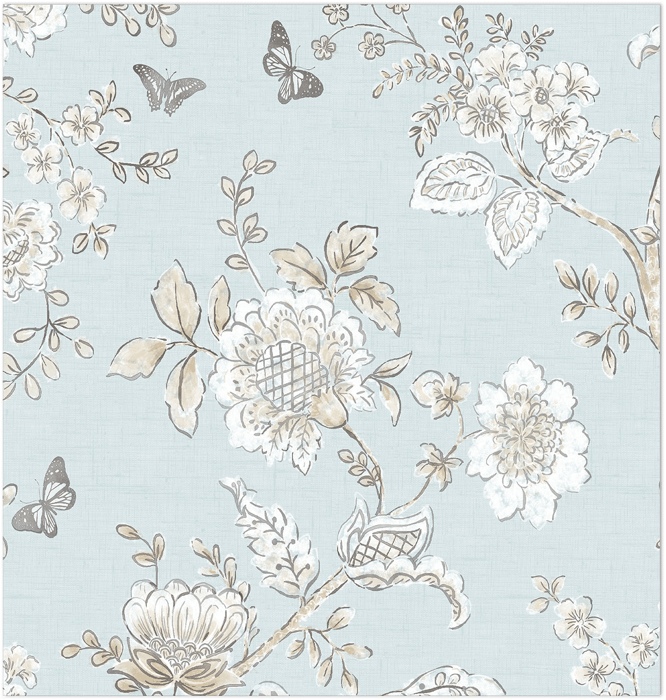 turquoise butterfly toile wallpaper
