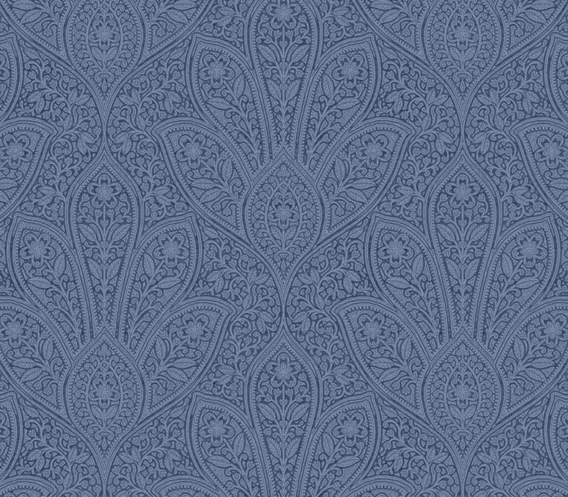 blue distressed paisley wallpaper