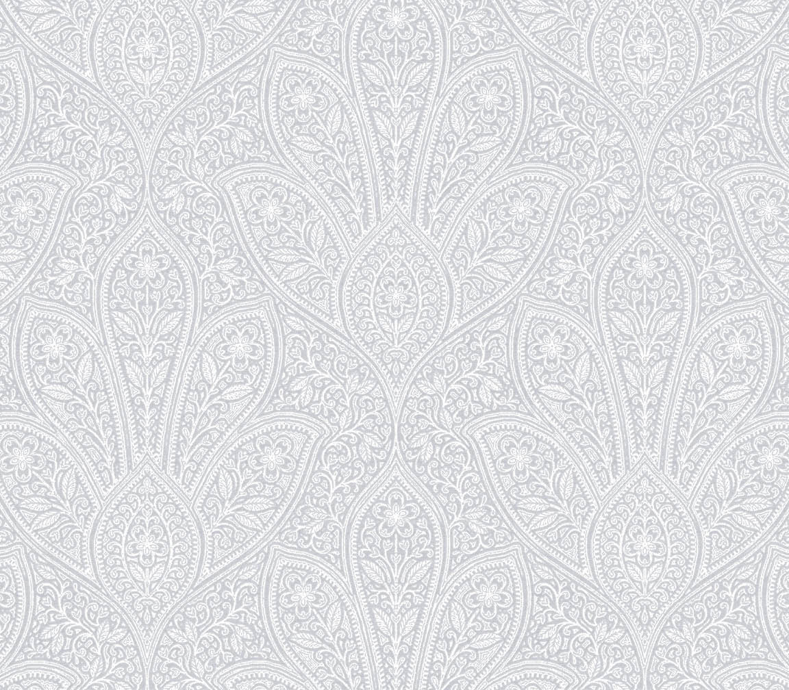 light grey distressed paisley wallpaper