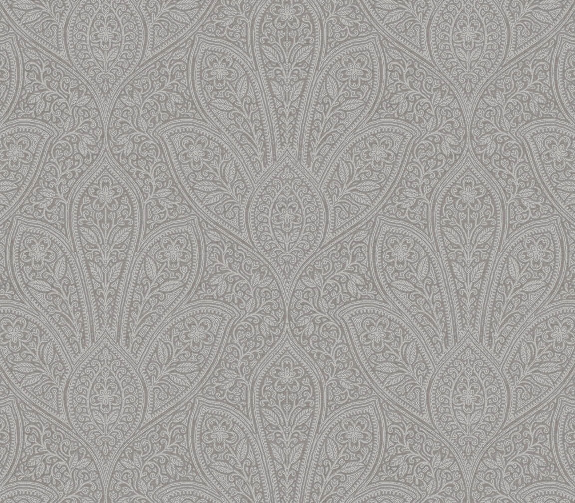 grey distressed paisley wallpaper