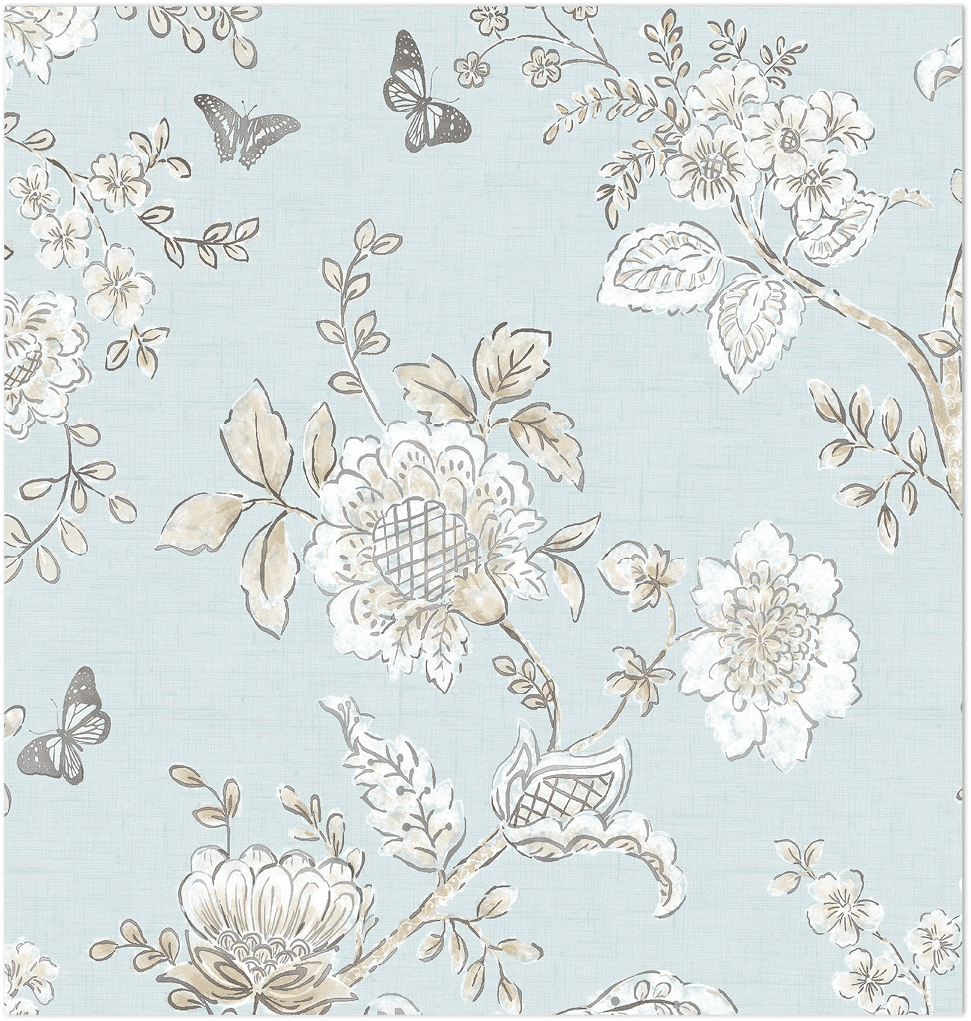 turquoise butterfly toile wallpaper