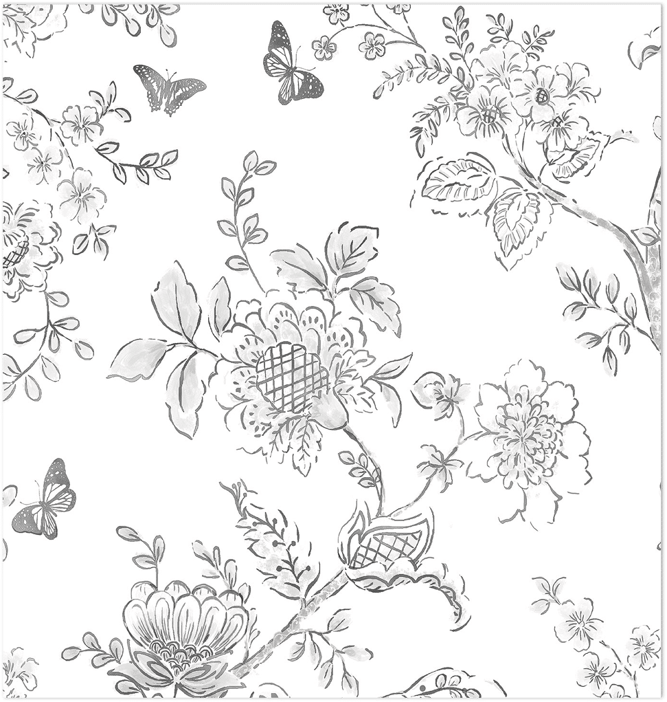 black and white butterfly toile wallpaper