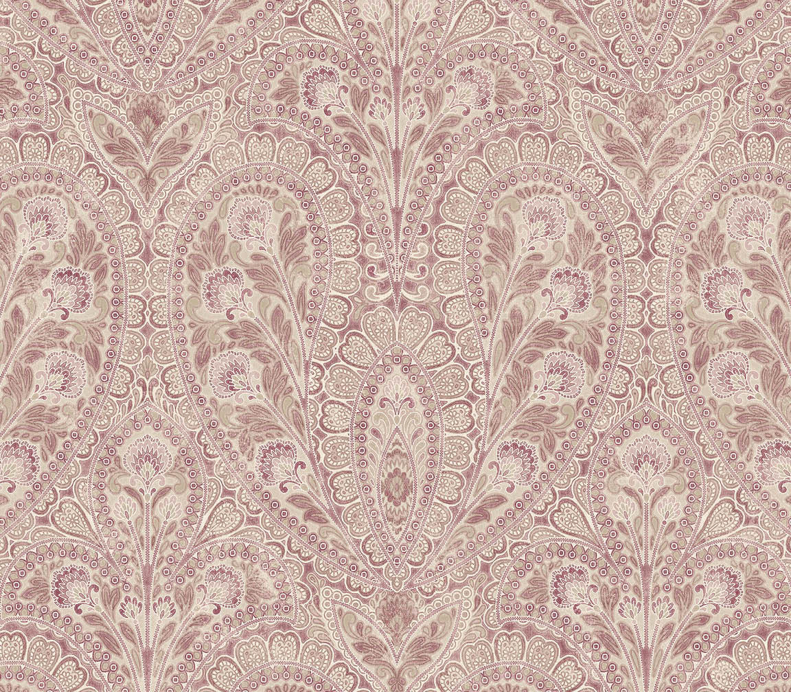 burgundy ornamental paisley wallpaper