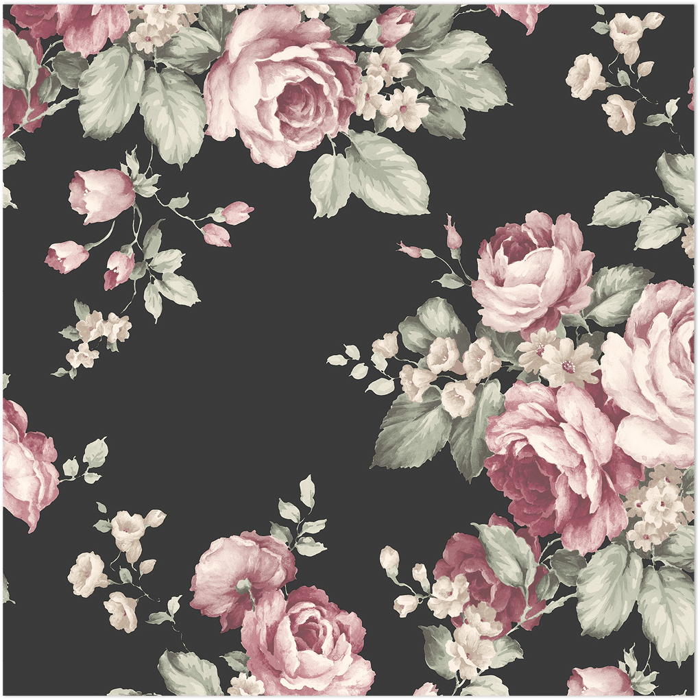Black and burgundy grand floral wallpaper