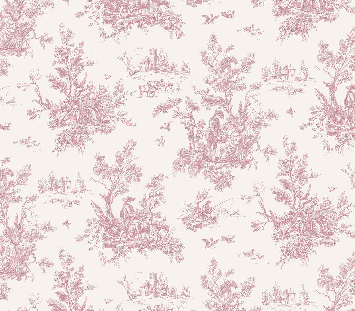 burgundy and cream toile wallpaper