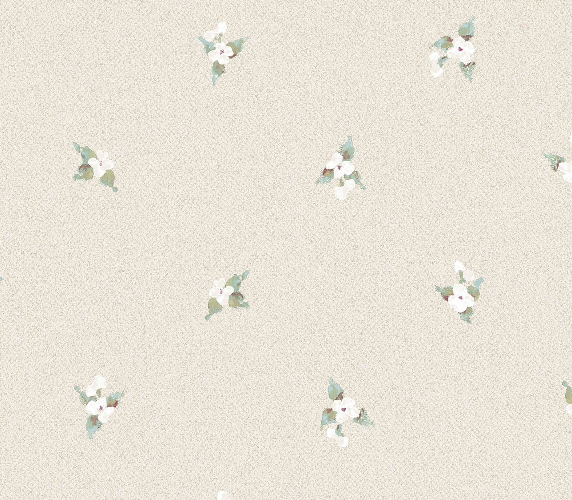 turquoise and green laurel spot floral wallpaper