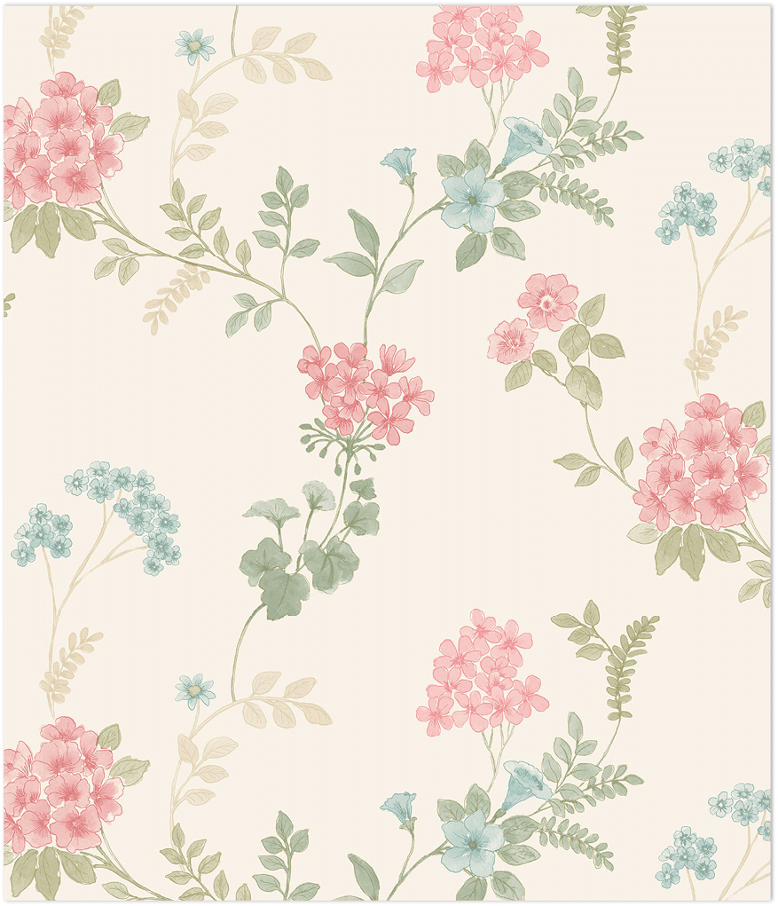 pink and blue fern floral wallpaper