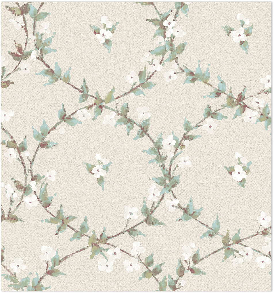 turquoise and green floral laurel wallpaper