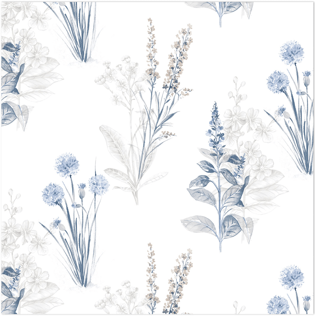 blue flora wallpaper