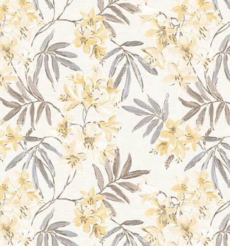 yellow linen floral wallpaper