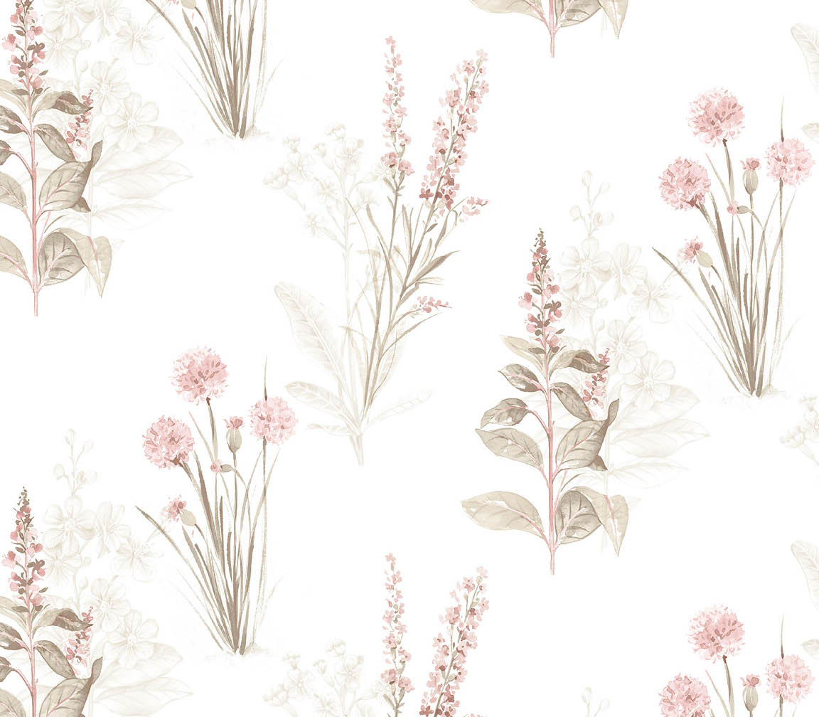 pink and grey flora wallpaper