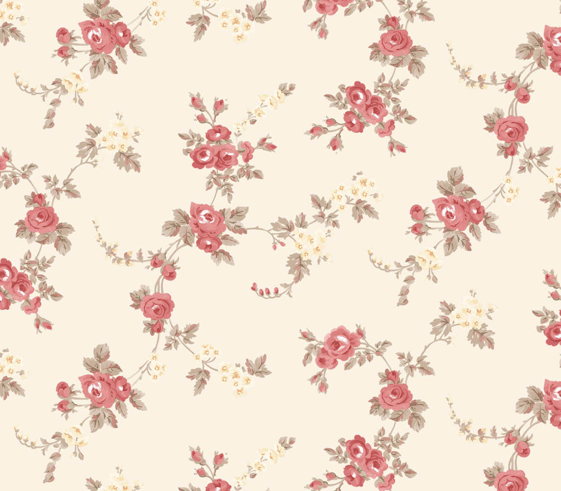 red and cream chic rose wallpaper