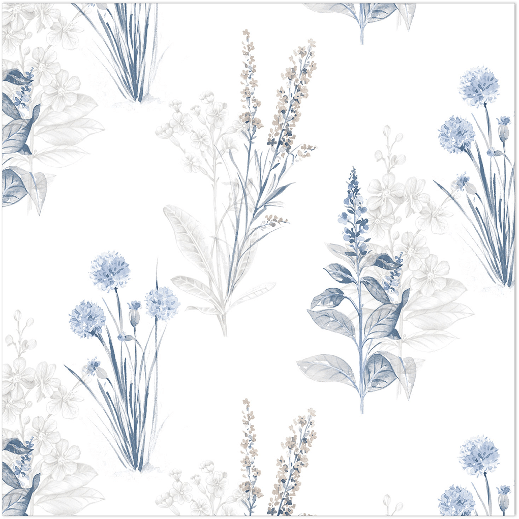 blue flora wallpaper