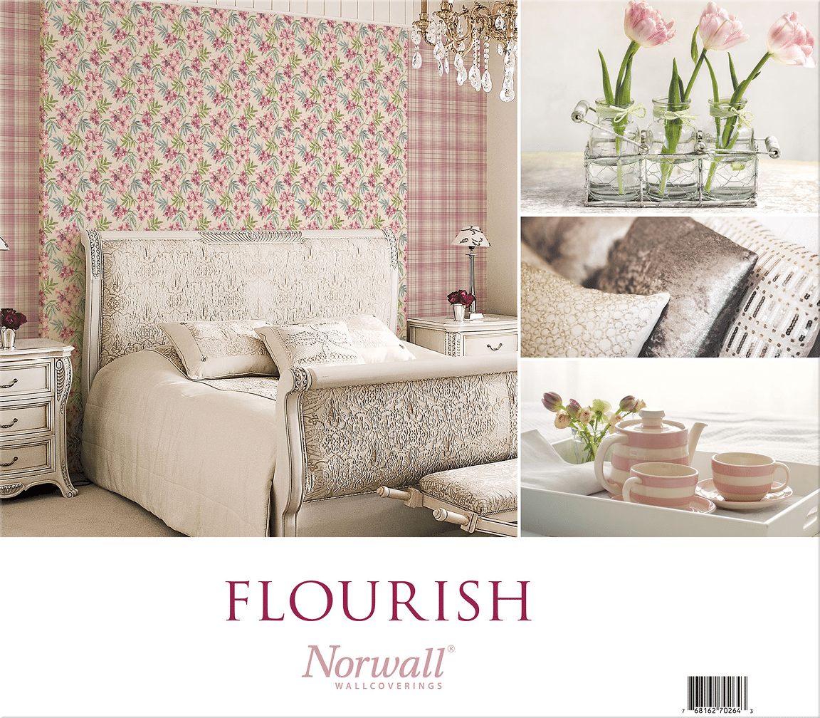 Cover for Flourish collection of floral, plaid and textures wallpaper 