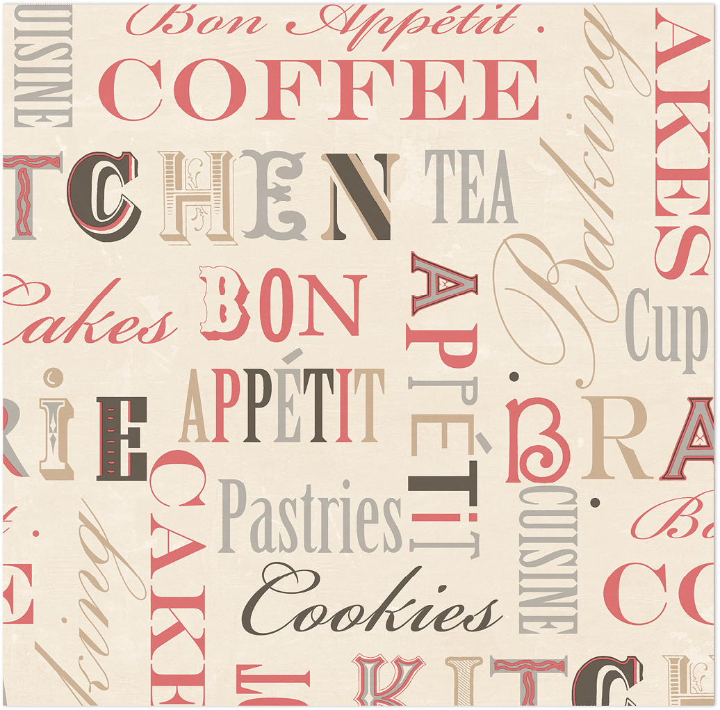 red charcoal beige and silver kitchen words wallpaper