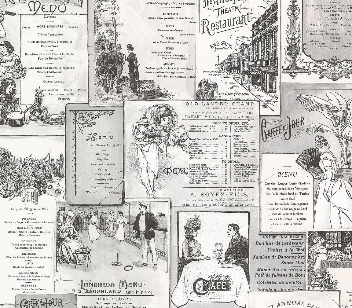 Black and white menu novelty wallpaper