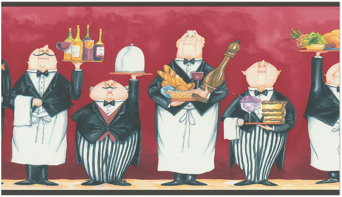 Waiters border with red background