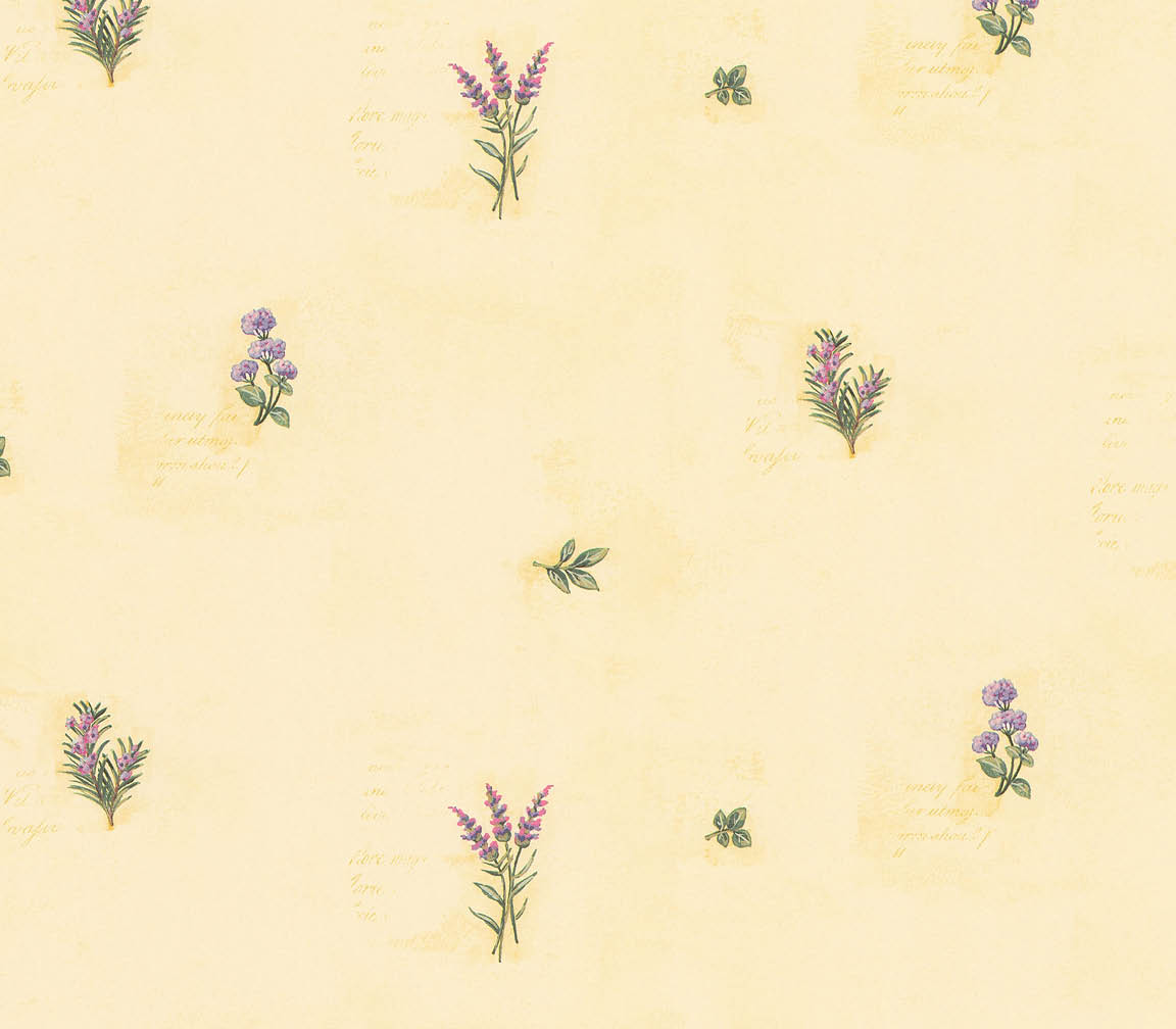 Herb allover on yellow background wallpaper