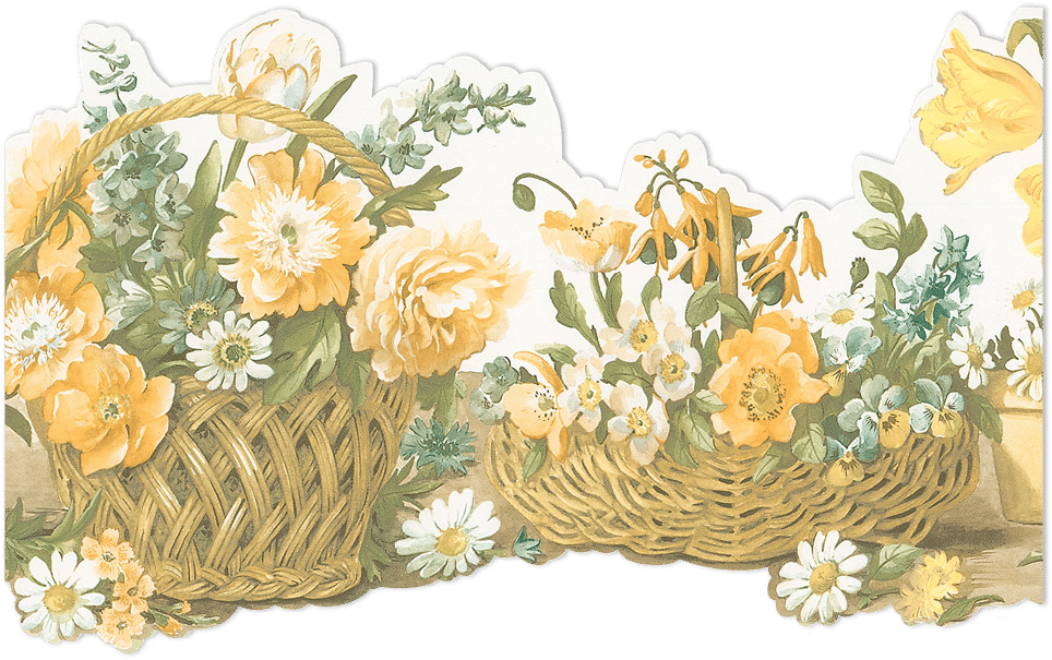 Yellow flower basket die cut border