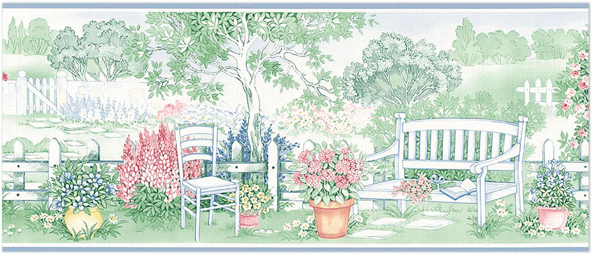 garden scene wallpaper border