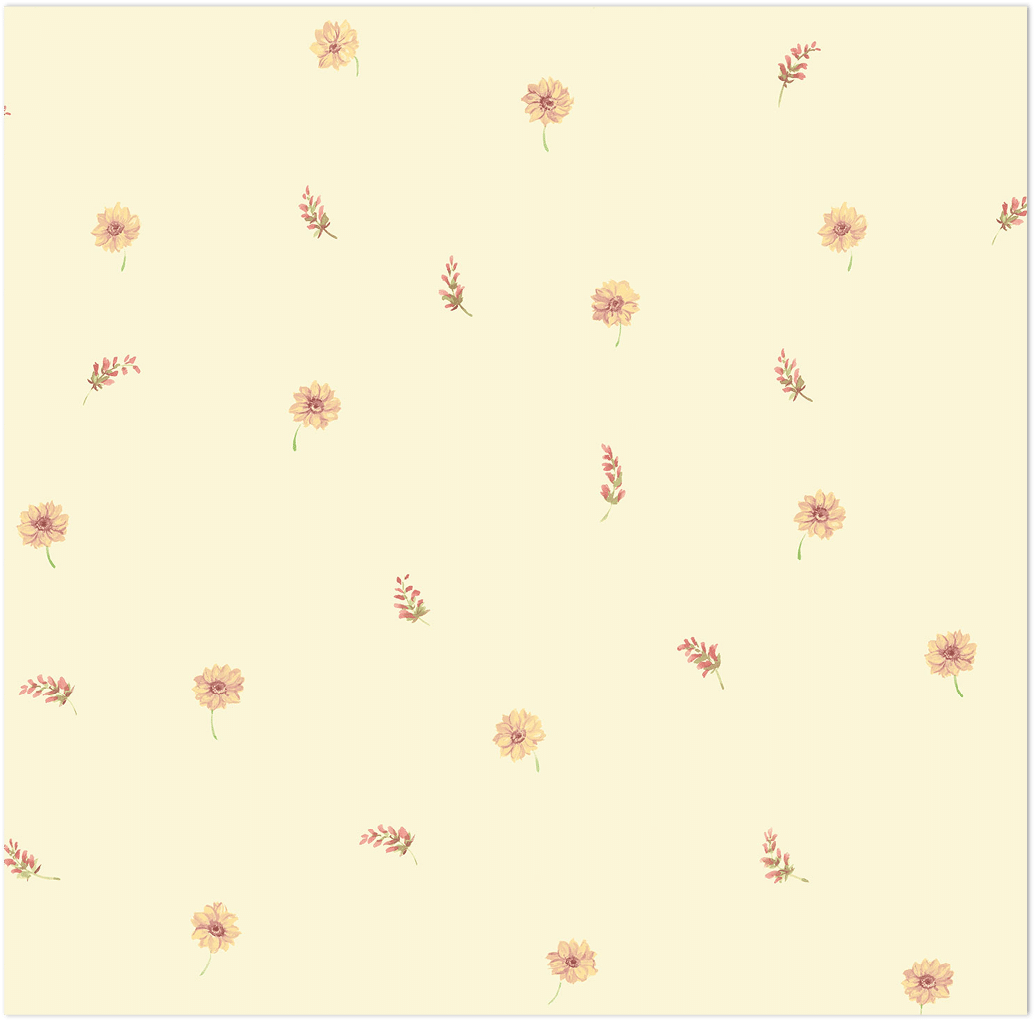 mini floral toss in red and yellow wallpaper
