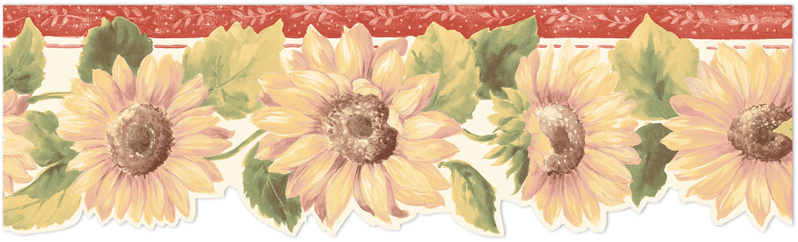 sunflower with red edge wallpaper border