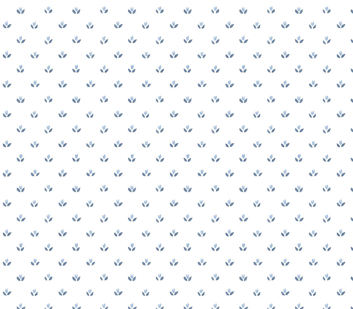 blue floral tullip dot on white wallpaper