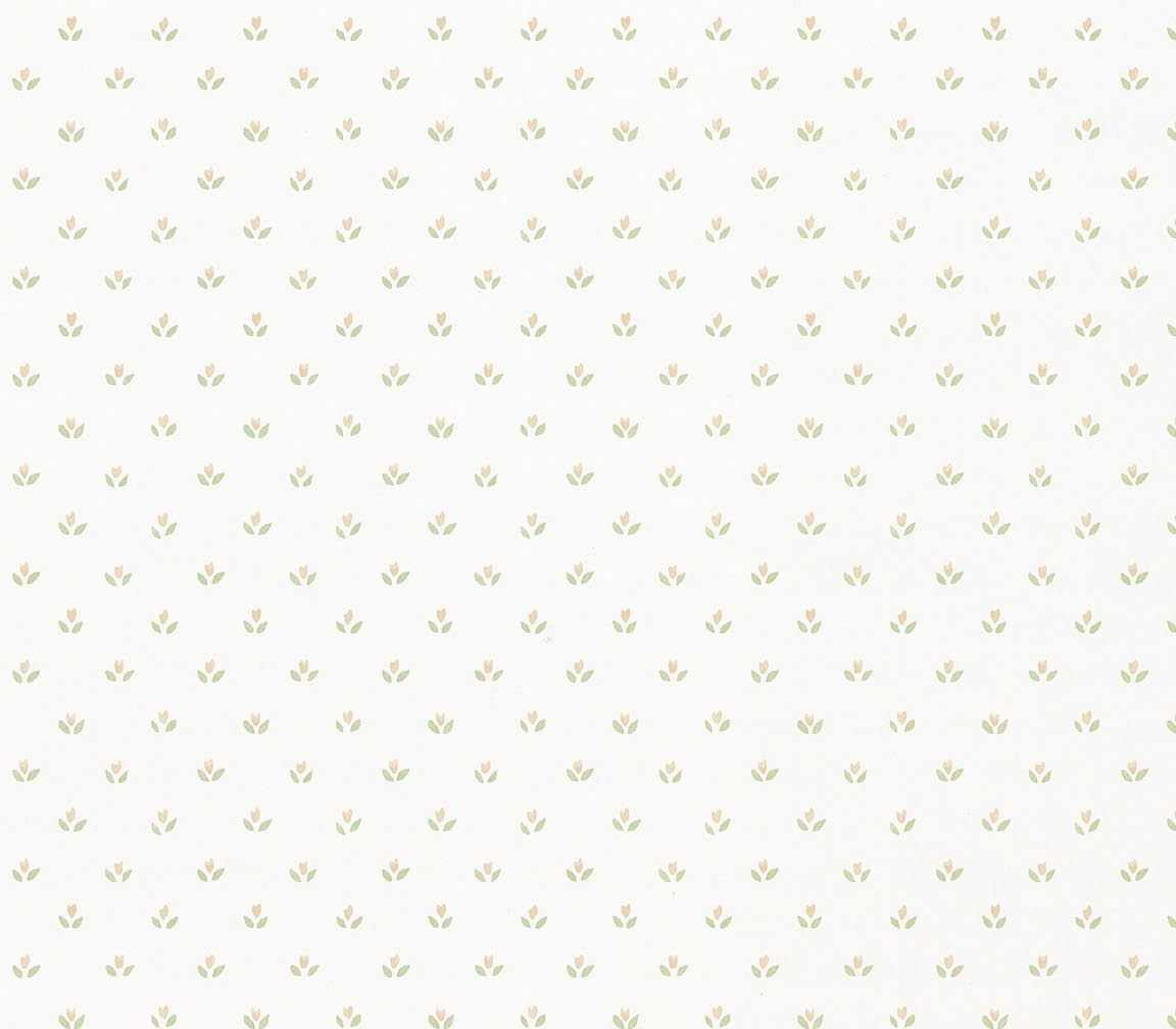 Beige flower ditty on white wallpaper